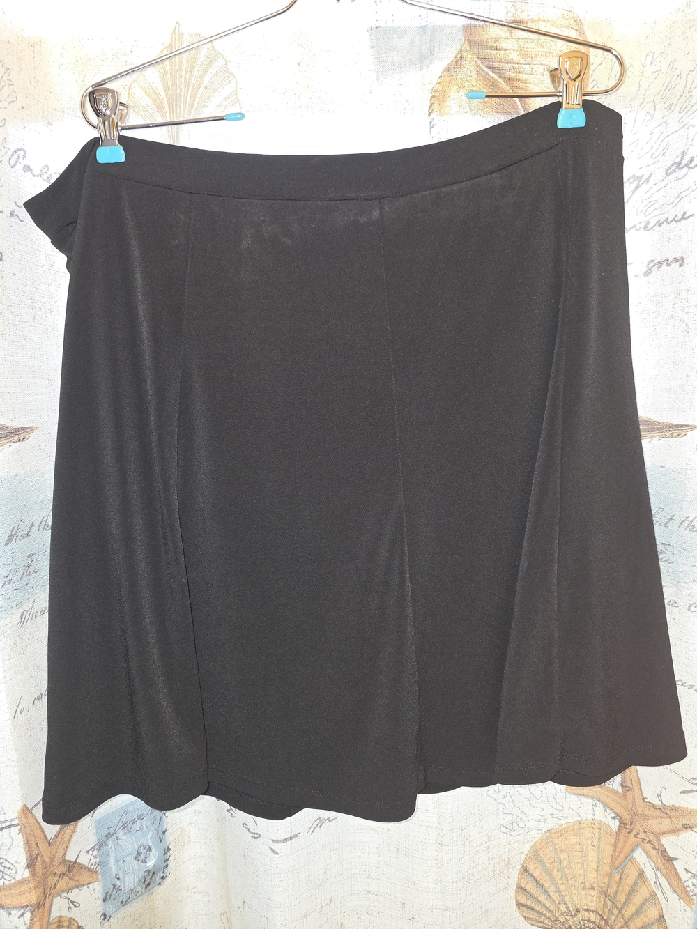 Susan Graver Women's 1x Black Skirt/Shorts Elastic Waist Pull On Stretch